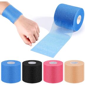 Nuanchu 4 Pcs Pre Wrap Athletic Tapes 30 Yards Hair Prewrap Strip Tapes for Soccer Ankles Wrists Sports Foam Tape(Beige)