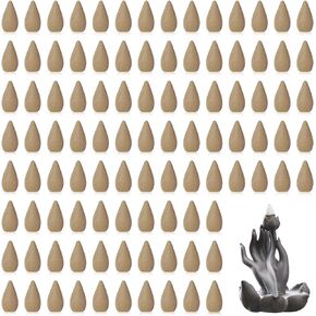 100Pcs Green Tea Backflow Incense Cones Bulk, Long Lasting Waterfall Sandalwood Fragrant Cone, Natural Handwork Scents for Aromatherapy Meditation & Yoga