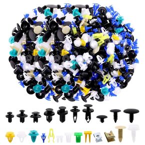 Glarks 500Pcs Mixed Auto Car Retainer Fastener Rivets Push Clips Set, Nylon Bumper Fender Trim Panel Shield Engine Rivets Compatible with GM Ford Chrysler Toyota Lexus Honda Acura Dodge Jeep