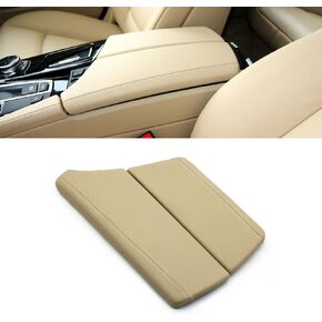 for BMW 5 Series Center Console Armrest Box Cover, Central Leather Armrest Lid Storage Case Cover Replacement Trim for BWM F10 F11 F18 520 523 525 528 530 2010-2017 (Beige)