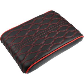X AUTOHAUX Armrest Cushion Cover Center Console Box Pad Waterproof Faux Leather Cushion Pad Protector Universal Car Decor Accessories for Most Vehicle Black Red