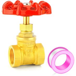 GASHER 1PCS Brass industrial Gate Valve, DN15 1/2" Female Heavy Duty Gate Valve Tool with Wheel Handle, For Water, Oil, Gas