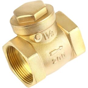 Brass Check Valve, DN40 BSP BSP 1-1/2" Female Thread Brass Non-Return Swing Check Valve 232PSI Prevent Water Backflow 3.3 x 2.8inch
