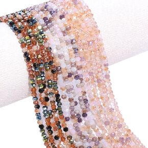 1240 Pcs Mix Opaque Rondelle Tyre Glass Beads for Jewelry Making,Faceted Briolette Shape Crystal Spacer Beads Assortments Supplies for Bracelet Necklace Making (3mm Jade effect mix)
