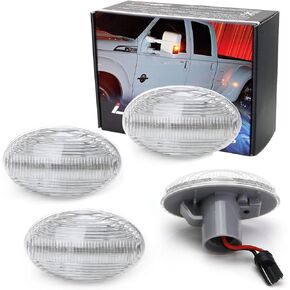 iJDMTOY Clear Lens Amber/Red Full LED Trunk Bed Marker Lights Set Compatible With 1999-2010 Ford F350 F450 Super Duty Truck Double Wheel Side Fenders, Powered by Total 48 LED