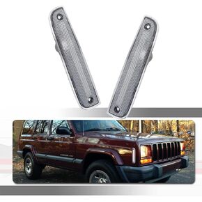 Compatible With 1997 1998 1999 2000 2001 Jeep Wrangler Front Bumper side Corner Parking Marker Light Amber Led Amber Lens CH2551118,CH2550118,55055147,55055146