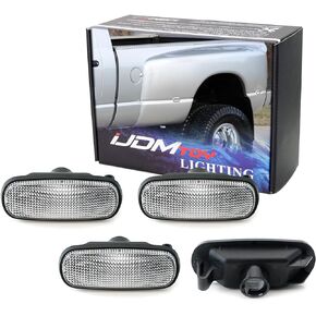 iJDMTOY Clear Lens Amber/Red LED Trunk Bed Marker Lights Set Compatible with 2003-09 Dodge RAM 2500HD 3500HD Dually Truck Double Wheel Side Fenders, Powered by Total 20 LED