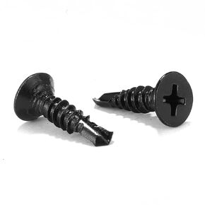 #8 x 1" Sheet Metal Screws 100Pcs 410 Stainless Steel Flat Head Fast Self Tapping Screws Black Oxide by SG TZH