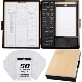 Monster Wooden Deluxe DND Stat Tracker Case- Compatible with Dungeons and Dragons- Keep Track of Character Stats, Attacks & Abilities- Removable Acrylic Cover- Eliminate Time, Gameplay Fun, Xmas Gift