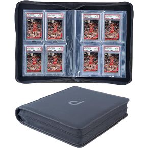 D DACCKIT Graded Card Binder, Holds 40 Graded Cards, Premium Trading Card Binder with 4 Pocket Graded Card Sleeves Compatible with PSA, CSG, BGS, SGC Slabs（Classic Black）