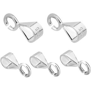 5pcs 925 Sterling Silver Pendant Buckles with Open Loop, Slider Pendant Clasp Pinch Bails Pendant Slider Connectors Bail Connectors for Jewelry Making Necklaces
