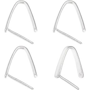 Beebeecraft 1 Box 4Pcs Necklace Clasp Sterling Silver Pendant Bails with Ball Pin U Shape Charm Bead Pendant Connector for Necklace Jewelry DIY Craft Making