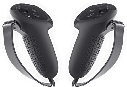 ملحقات مقابض التحكم Kuject Design لـ Quest 3، غطاء مقبض سيليكون مع أشرطة مفصل قابلة للتعديل وفتحة إشارة، واقي أغطية وحدات التحكم باللمس VR (أسود) in Kuwait