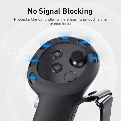 ملحقات مقابض التحكم Kuject Design لـ Quest 3، غطاء مقبض سيليكون مع أشرطة مفصل قابلة للتعديل وفتحة إشارة، واقي أغطية وحدات التحكم باللمس VR (أسود) in Kuwait