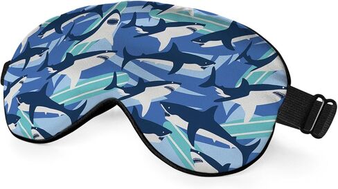 Blue Sharks Sleep Mask Eye Mask Ocean Sea Animal Fish Marine Funny Cute Wildlife Surfboard Sleep Mask Light Blocking Adjustable Smooth Soft for Women Deep Rest Travel in Kuwait