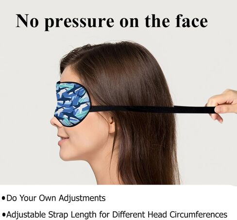 Blue Sharks Sleep Mask Eye Mask Ocean Sea Animal Fish Marine Funny Cute Wildlife Surfboard Sleep Mask Light Blocking Adjustable Smooth Soft for Women Deep Rest Travel in Kuwait