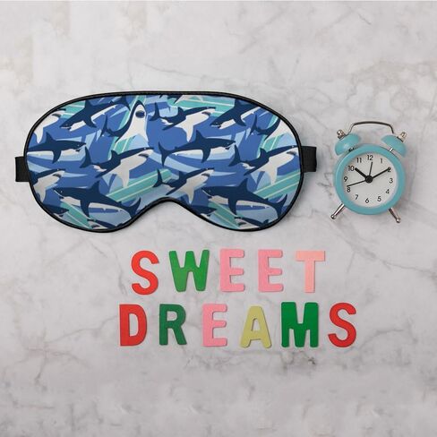 Blue Sharks Sleep Mask Eye Mask Ocean Sea Animal Fish Marine Funny Cute Wildlife Surfboard Sleep Mask Light Blocking Adjustable Smooth Soft for Women Deep Rest Travel in Kuwait