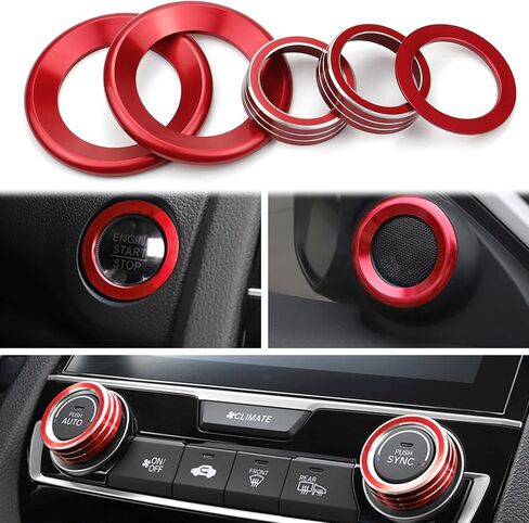 for Honda Civic Accessories Door Speaker Engine Start Button SYNC AUTO Knob Cover Center Control Sticker Compatible with Honda Civic 10th Gen 2016 2017 2018 2019 2020 2021 (Blue, 5PCS) in Saudi Arabia
