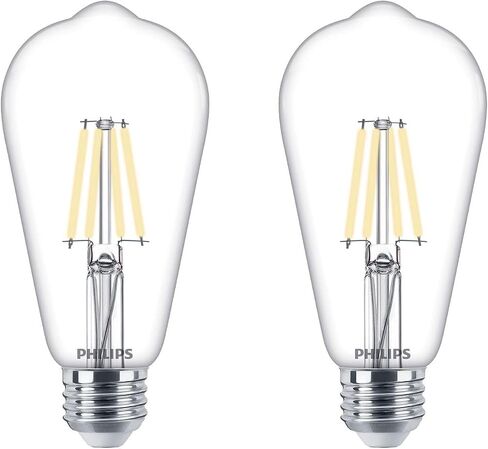 Vintage Flicker-Free Clear Spiral ST19 Bulb - Soft White 2700K - 4 Pack - 8W=75W - 800 Lumen - E26 Base - Dimmable - Eye Comfort Technology in Saudi Arabia