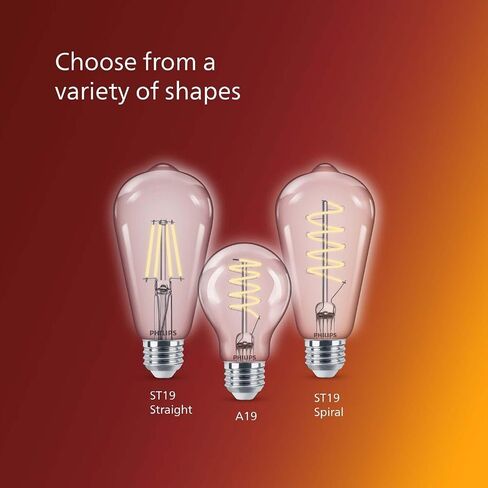 Vintage Flicker-Free Clear Spiral ST19 Bulb - Soft White 2700K - 4 Pack - 8W=75W - 800 Lumen - E26 Base - Dimmable - Eye Comfort Technology in Saudi Arabia