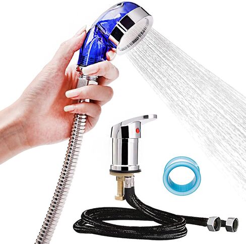 Shampoo Bowl Faucet, Salon Faucet for Barbershop Sink Shampoo Bed Chair Shower Replacement, Hot and Cold Mixer Shampoo Faucet (Blue) in Saudi Arabia