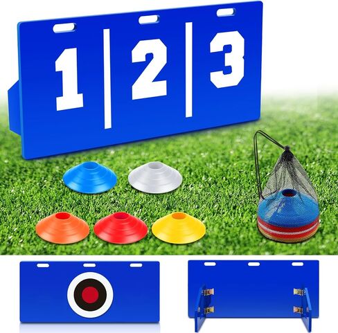 Deekin Soccer Rebounder Board Soccer Backboard 45" x 20" Foldable Football Wall Portable Soccer Trainer with Soccer Cones and Vinyl Stickers for Kids and Adults Passing and Shooting Practice in Saudi Arabia