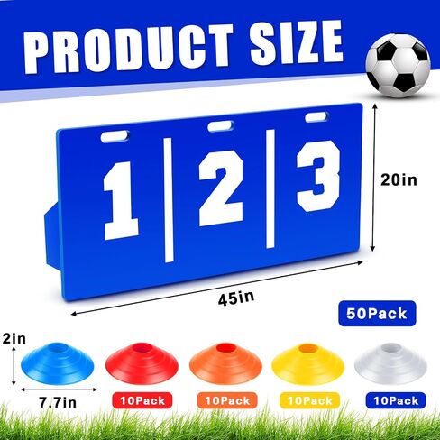 Deekin Soccer Rebounder Board Soccer Backboard 45" x 20" Foldable Football Wall Portable Soccer Trainer with Soccer Cones and Vinyl Stickers for Kids and Adults Passing and Shooting Practice in Saudi Arabia