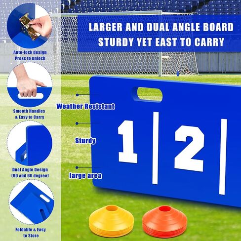 Deekin Soccer Rebounder Board Soccer Backboard 45" x 20" Foldable Football Wall Portable Soccer Trainer with Soccer Cones and Vinyl Stickers for Kids and Adults Passing and Shooting Practice in Saudi Arabia