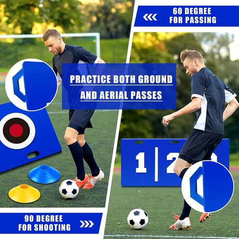 Deekin Soccer Rebounder Board Soccer Backboard 45" x 20" Foldable Football Wall Portable Soccer Trainer with Soccer Cones and Vinyl Stickers for Kids and Adults Passing and Shooting Practice in Saudi Arabia