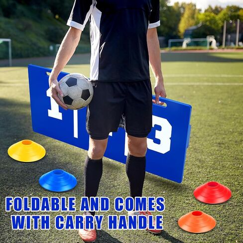 Deekin Soccer Rebounder Board Soccer Backboard 45" x 20" Foldable Football Wall Portable Soccer Trainer with Soccer Cones and Vinyl Stickers for Kids and Adults Passing and Shooting Practice in Saudi Arabia