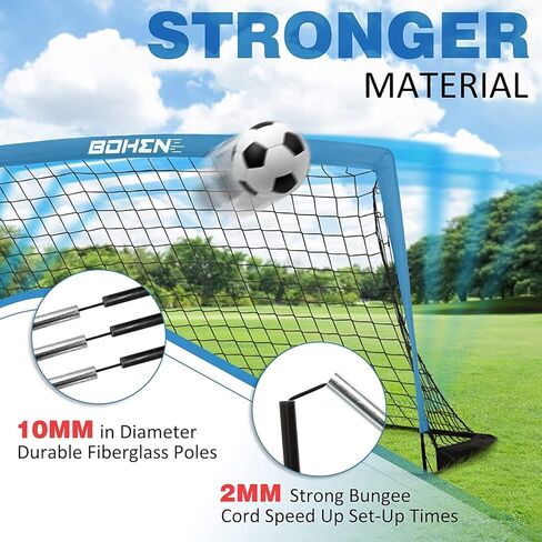 Portable Soccer Goals Set of 2-6x4FT Net with Carrying Bag & Target Gate for Easy Storage, Fun for Indoor Outdoor Backyard(6x4FT, 2 Pieces, Grey Blue) in Kuwait