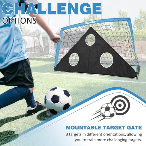 Portable Soccer Goals Set of 2-6x4FT Net with Carrying Bag & Target Gate for Easy Storage, Fun for Indoor Outdoor Backyard(6x4FT, 2 Pieces, Grey Blue) in Kuwait