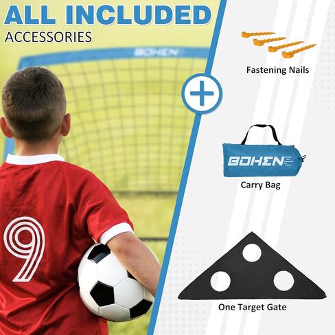 Portable Soccer Goals Set of 2-6x4FT Net with Carrying Bag & Target Gate for Easy Storage, Fun for Indoor Outdoor Backyard(6x4FT, 2 Pieces, Grey Blue) in Kuwait