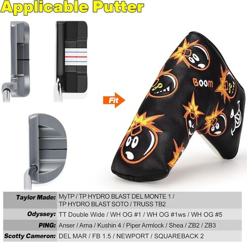 BIG TEETH Golf Blade Putter Cover Headcover Club Protector Magnetic Bar Closure for Scotty Cameron Taylormade Odyssey in Saudi Arabia