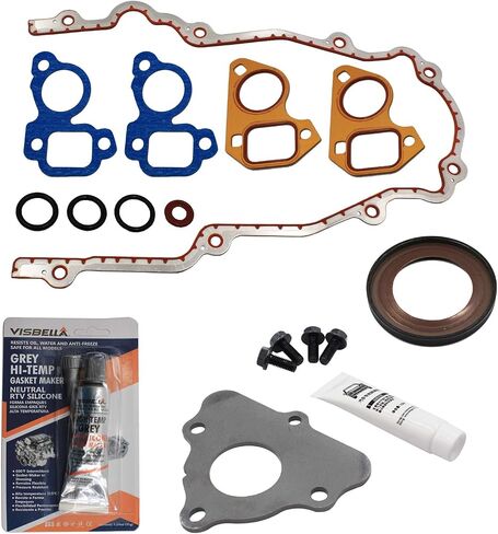 LS Camshaft Thrust Retainer Plate Gasket Seal Cam + Bolt Kit + Timing Cover Gasket+ Water Pump Gaskets + Crankshaft Seal Gen III IV V 4.8 5.3L 6.0L 6.2L LSX LS1 LT1 L83 L86 L87 L84 LT4 LQ4 LQ9 LS2 LS3 in Saudi Arabia