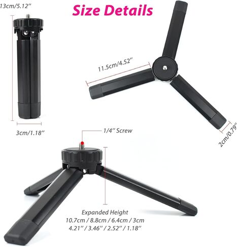 Aluminum Mini Tripod, Desktop Tabletop Tripod Stand for DSLR Cameras, Zhiyun Smooth, DJI Ronin SC/RS3 Mini,Osmo Mobile,MOZA Mini,Gimbal Handle Tripod (Level Adjustable) in Saudi Arabia
