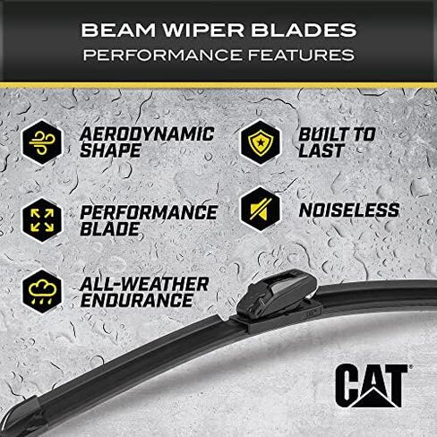 Cat C2.0 Windshield Wipers Blades 3pc Set Heavy Duty Automotive Replacement Windshield Wiper Blades Premium Beam Design, Front Pair PLUS Rear Wiper All Season Silent Clean Streak-Free Rubber 3-Piece in Kuwait