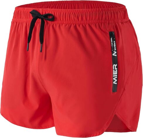 MIER Men's 3 Inch Inseam Running Shorts with Brief Liner Dry Fit Gym Athletic Workout Exercise Shorts with Zipper Pocket in Kuwait