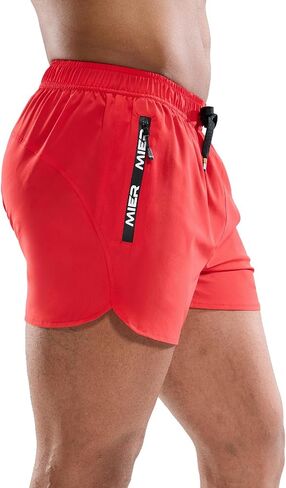 MIER Men's 3 Inch Inseam Running Shorts with Brief Liner Dry Fit Gym Athletic Workout Exercise Shorts with Zipper Pocket in Kuwait