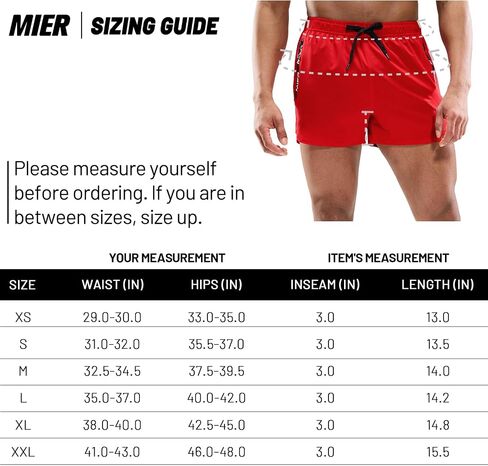 MIER Men's 3 Inch Inseam Running Shorts with Brief Liner Dry Fit Gym Athletic Workout Exercise Shorts with Zipper Pocket in Kuwait
