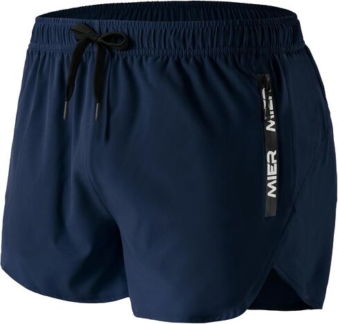MIER Men's 3 Inch Inseam Running Shorts with Brief Liner Dry Fit Gym Athletic Workout Exercise Shorts with Zipper Pocket in Kuwait