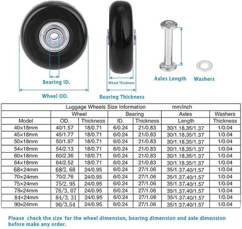 2 Sets 80mm Luggage Suitcase Wheels Replacement, Inline Outdoor Skate Replacement Wheels,Rubber Swivel Caster Wheels Repair Kits in Saudi Arabia