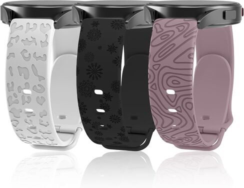 3 قطع من أساور السيليكون المنقوشة بالزهور متوافقة مع ساعة Samsung Galaxy Watch 6 5 4 40 مم 44 مم، ساعة Galaxy Watch 5 Pro Band 45 مم/ساعة 6/4 حزام كلاسيكي 42 مم 46 مم 43 مم 47 مم، 20 مم سوار نسائي من السيليكون الناعم القابل للتعديل in Kuwait