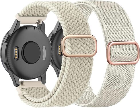 2 Pack Braided Stretchy Nylon Watch Bands Compatible with Garmin Venu Sq/Venu Sq 2/Venu 2 Plus, 20mm Loop Elastic Fabric Straps for Garmin Vivoactive 5 / Vivoactive 3 Women Men in Kuwait