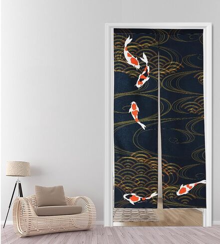 next.design Noren Japanese Style Doorway Curtain with a Picture of Nishiki Carp Nishikigoi Printed on it (pattern1) in Saudi Arabia