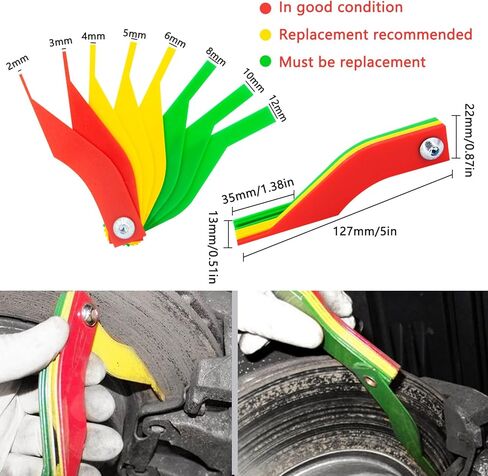 مجموعة متنوعة من أدوات قياس عمق مداس الإطارات ومقاييس الفرامل، قياس سمك بطانة الفرامل، قلم رقمي لقياس ضغط الإطارات، أغطية مسامير العجلة، خطافات سحب، سحّابات صمامات زجاجية مع حافظة in Kuwait