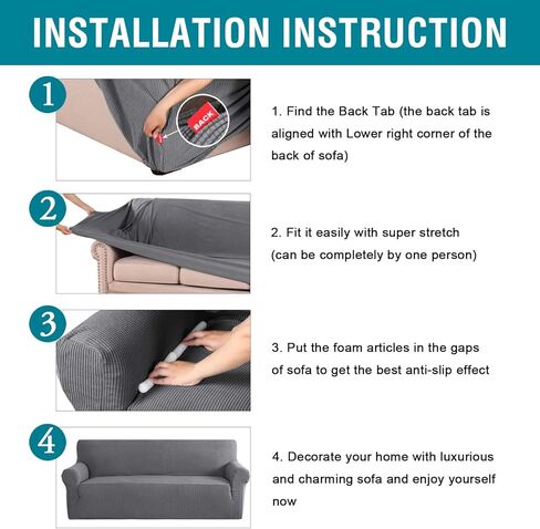 PrimeBeau 1-Piece Sofa Cover High Stretch Sofa Covers/Couch Covers/Lounge Covers with Elastic Bottom, Form Fit Stretch Furniture Cover for Living Room,Sofa Cover Stretch(Loveseat 2 Seater,Navy) in Kuwait