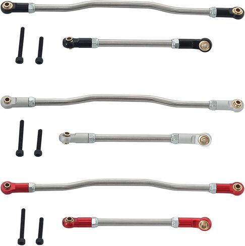 1/10 Steering Links 2Pcs Metal Adjustable Steering Linkage Servo Link Pull Rod for 1/10 RC Crawler Axial Capra 1.9 Unlimited Trail Buggy RTR Upgrades Accessories (1/10 Capra Steering Links Black) in Saudi Arabia