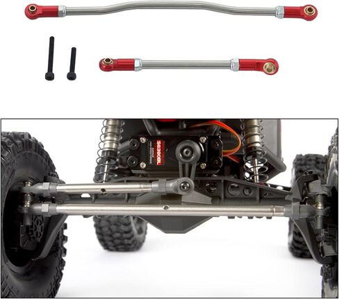 1/10 Steering Links 2Pcs Metal Adjustable Steering Linkage Servo Link Pull Rod for 1/10 RC Crawler Axial Capra 1.9 Unlimited Trail Buggy RTR Upgrades Accessories (1/10 Capra Steering Links Black) in Saudi Arabia