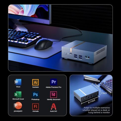 Mini PC - Mini Computer PC 12th Gen Intel i9-12900H 14Cores 20Threads(up to 5.0GHz) 32GB DDR4 1TB PCIE 4.0 SSD with Dual HDMI Support Thunderbolt 4 WIFI6 BT5.0 USB3.2 Windows 11 Pro in Saudi Arabia